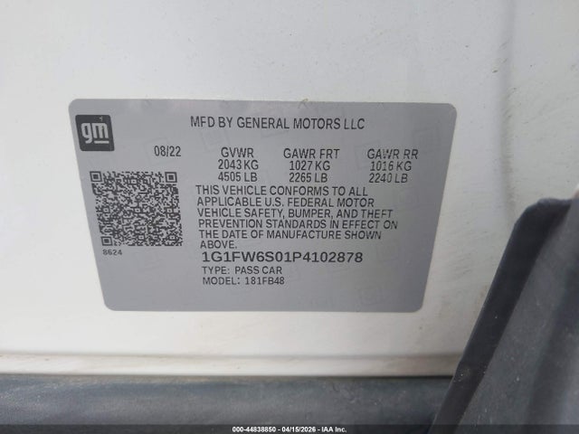 1G1FW6S01P4102878 Chevrolet Bolt Ev Fwd 1lt