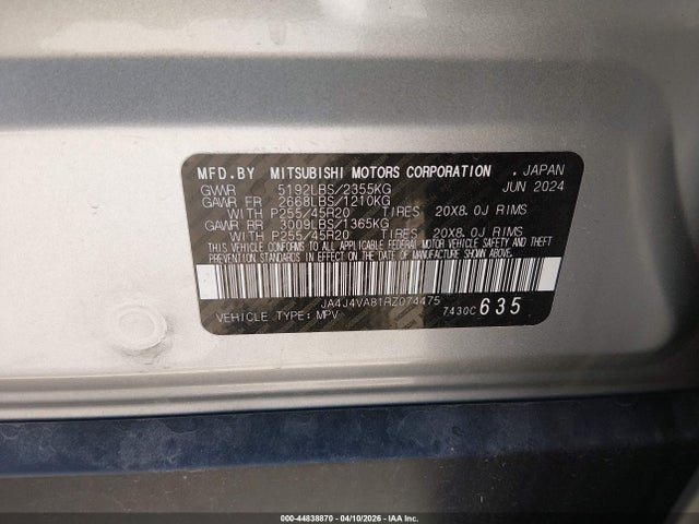 2024 MITSUBISHI OUTLANDER JA4J4VA81RZ074475 Photo 8