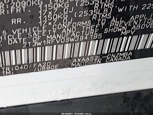 2T3W1RFV0SW384195 Toyota Rav4 Xle