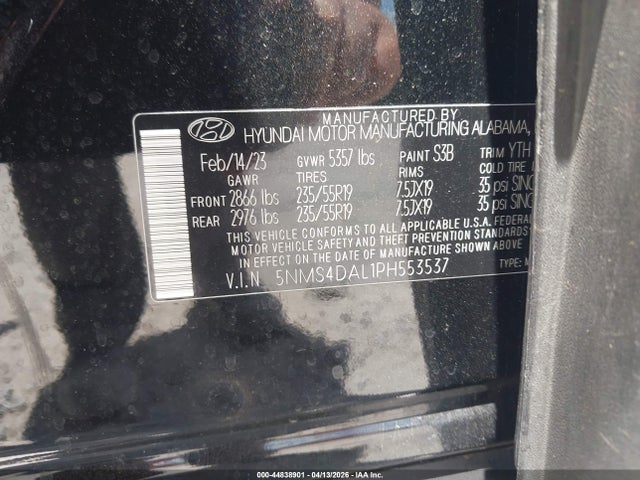 Aukcja sprzedaży 2023 Hyundai Santa Fe Limited, vin: 5NMS4DAL1PH553537, numer aukcji: 44838901