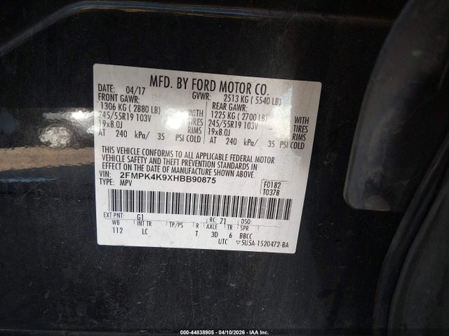 Ford Edge Titanium 2017 2FMPK4K9XHBB90875 Image 9
