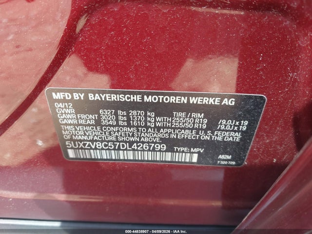 2013 Bmw X5 Xdrive50i მანქანა იყიდება აუქციონზე, vin: 5UXZV8C57DL426799, აუქციონის ნომერი: 44838907