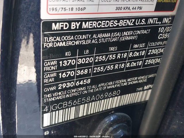 Aukcja sprzedaży 2008 Mercedes-benz R 350, vin: 4JGCB56E58A069680, numer aukcji: 44838912