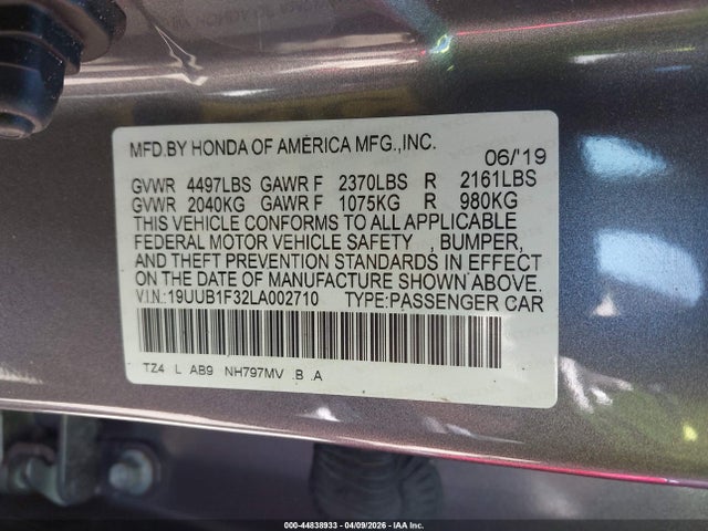 Aukcja sprzedaży 2020 Acura Tlx Standard, vin: 19UUB1F32LA002710, numer aukcji: 44838933
