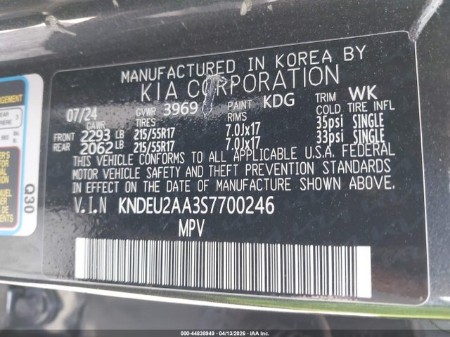 2025 Kia Seltos S მანქანა იყიდება აუქციონზე, vin: KNDEU2AA3S7700246, აუქციონის ნომერი: 44838949