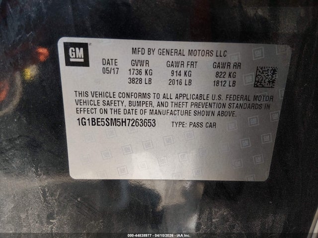 1G1BE5SM5H7263653 Chevrolet Cruze Lt Auto