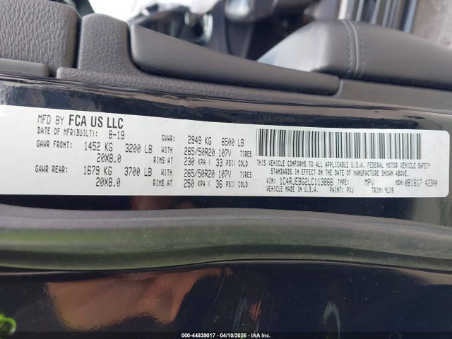 Продаж на аукціоні авто 2020 Jeep Grand Cherokee Limited X 4x2, vin: 1C4RJEBG2LC113866, номер лоту: 44839017