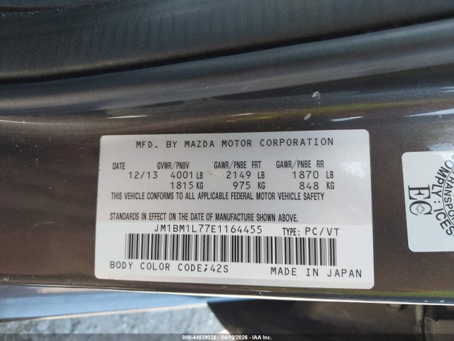 Продаж на аукціоні авто 2014 Mazda Mazda3 I Touring, vin: JM1BM1L77E1164455, номер лоту: 44839026