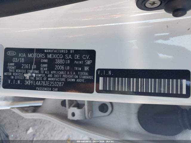 Aukcja sprzedaży 2018 Kia Forte Lx, vin: 3KPFL4A78JE253287, numer aukcji: 44839032