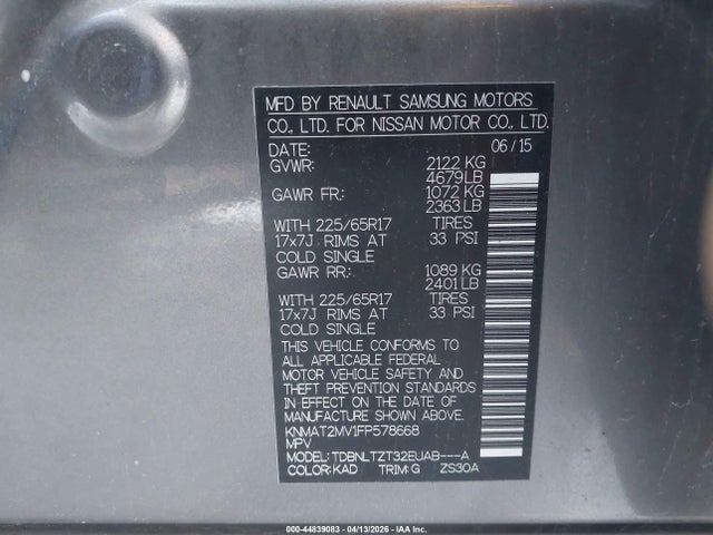 KNMAT2MV1FP578668 Nissan ROGUE SV