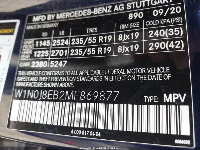 Aukcja sprzedaży 2021 Mercedes-benz Glc 300 4matic Coupe, vin: W1N0J8EB2MF869877, numer aukcji: 44839100