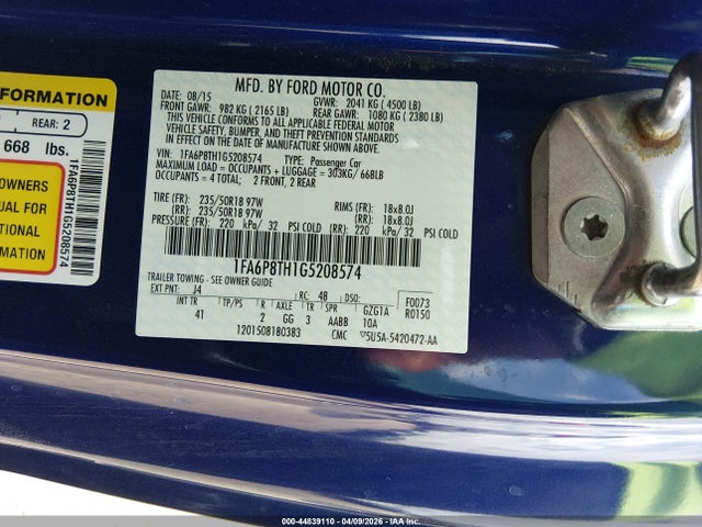 1FA6P8TH1G5208574 Ford Mustang Ecoboost