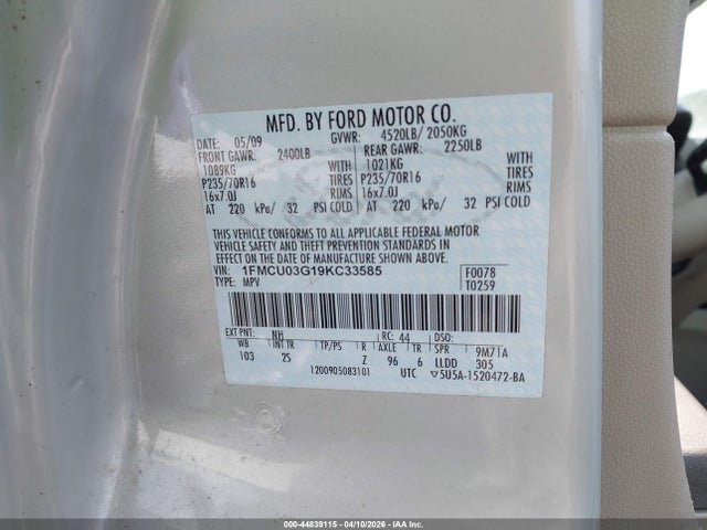 2009 FORD ESCAPE 1FMCU03G19KC33585 Photo 8