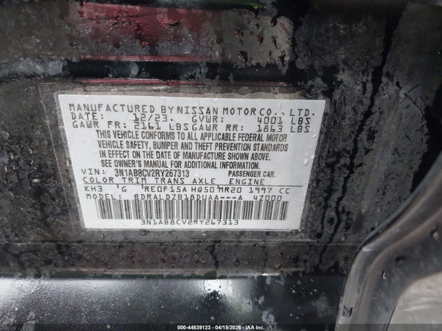 Aukcja sprzedaży 2024 Nissan Sentra Sv Xtronic Cvt, vin: 3N1AB8CV2RY267313, numer aukcji: 44839123