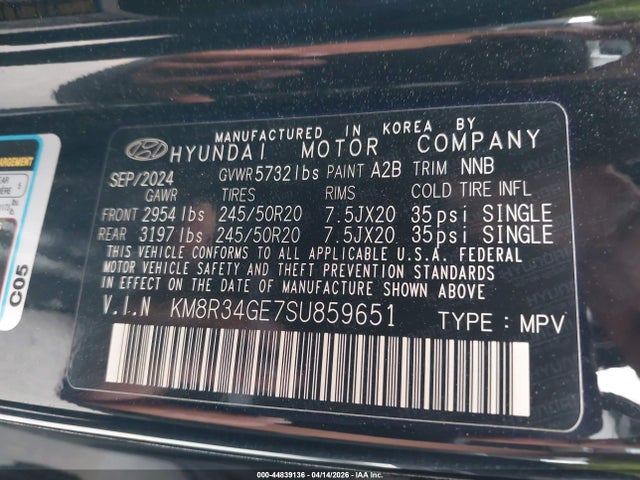 Aukcja sprzedaży 2025 Hyundai Palisade Xrt, vin: KM8R34GE7SU859651, numer aukcji: 44839136