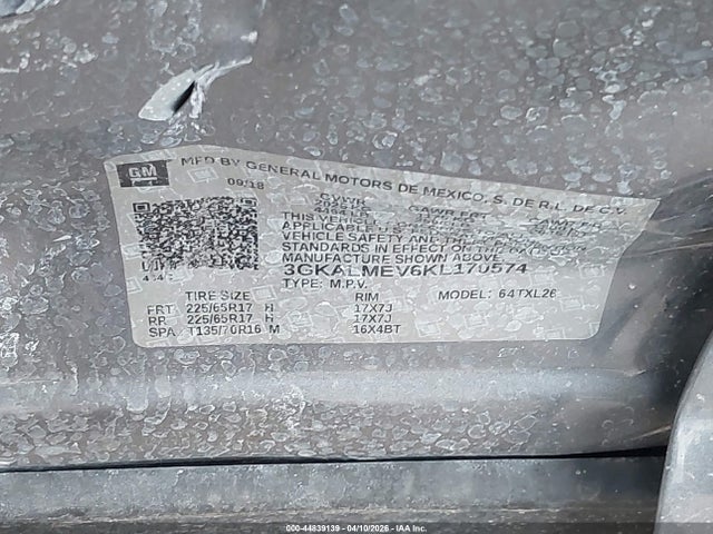 44839139 :رقم المزاد ، 3GKALMEV6KL170574 vin ، 2019 Gmc Terrain Sle مزاد بيع