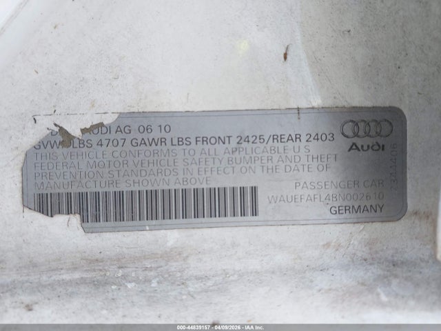 2011 AUDI A4 WAUEFAFL4BN002610 Photo 8