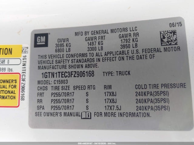 2015 GMC SIERRA 1500 1GTN1TEC3FZ906168 Photo 8