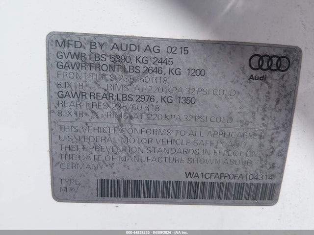 2015 AUDI Q5 WA1CFAFP0FA104314 Photo 8