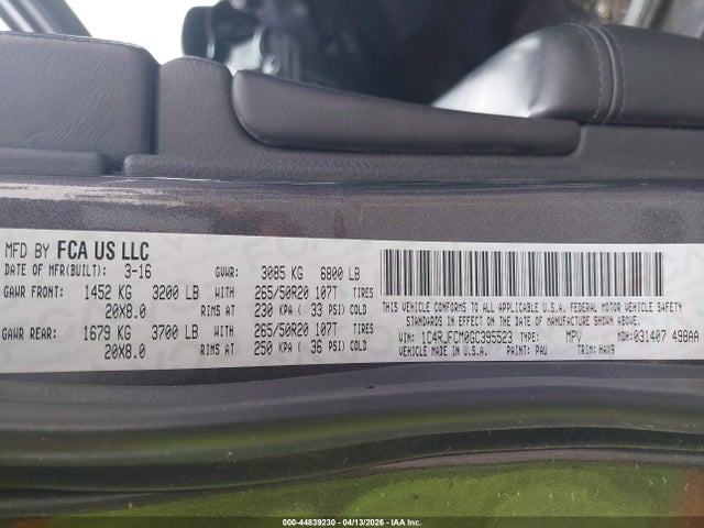 1C4RJFCM0GC395523 Jeep Grand Cherokee High Altitude