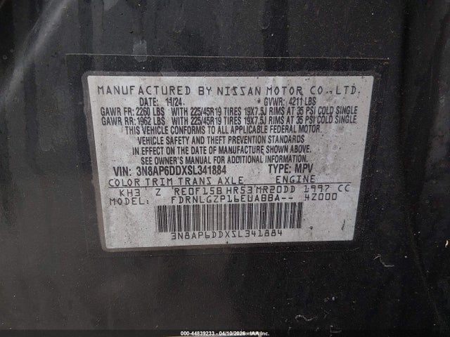 44839233 :رقم المزاد ، 3N8AP6DDXSL341884 vin ، 2025 Nissan Kicks Sr Intelligent Awd مزاد بيع