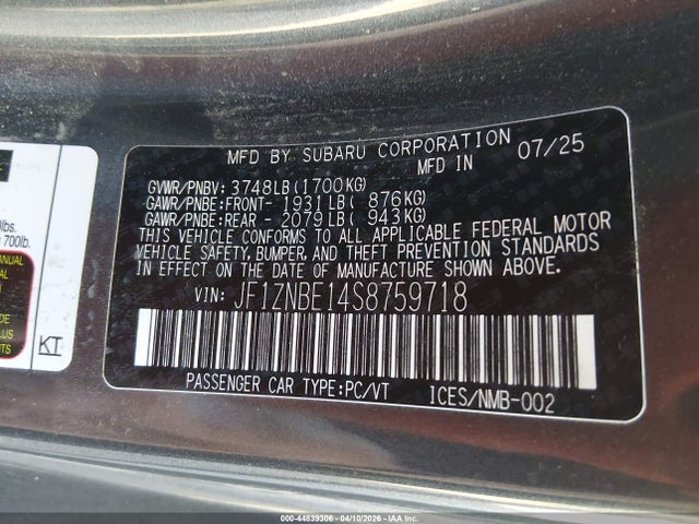 Aukcja sprzedaży 2025 Toyota Gr86 Premium, vin: JF1ZNBE14S8759718, numer aukcji: 44839306