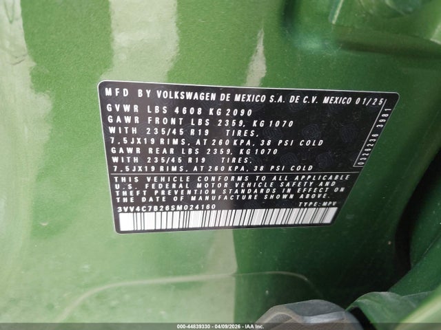 Продажа на аукционе авто 2025 Volkswagen Taos 1.5t Sel, vin: 3VV4C7B26SM024160, номер лота: 44839330
