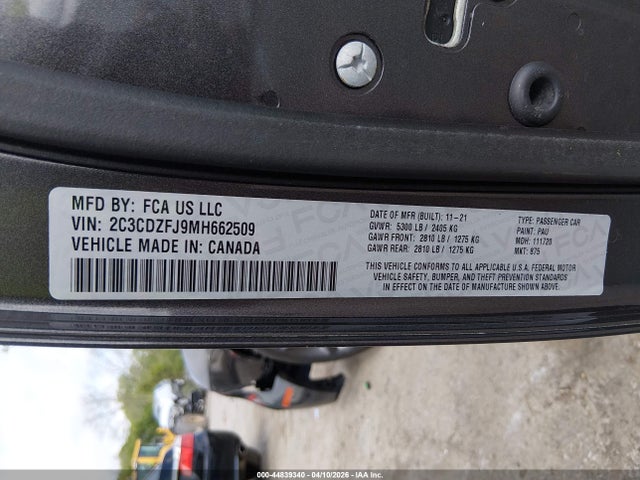 Aukcja sprzedaży 2021 Dodge Challenger R/t Scat Pack, vin: 2C3CDZFJ9MH662509, numer aukcji: 44839340