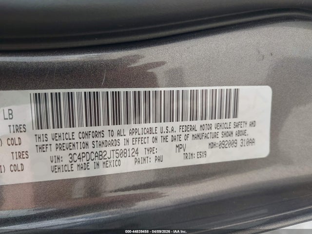 2018 Dodge Journey Se მანქანა იყიდება აუქციონზე, vin: 3C4PDCAB2JT508124, აუქციონის ნომერი: 44839458