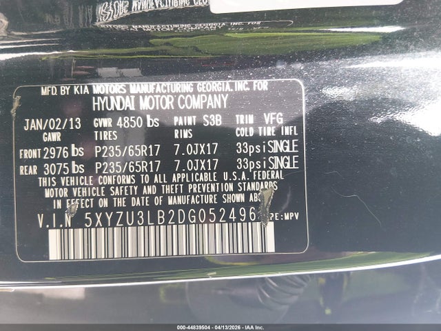 Продаж на аукціоні авто 2013 Hyundai Santa Fe Sport, vin: 5XYZU3LB2DG052496, номер лоту: 44839504