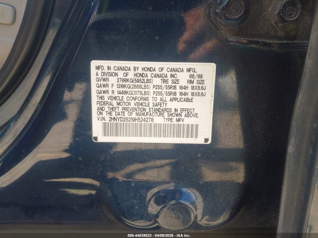 Продаж на аукціоні авто 2009 Acura Mdx, vin: 2HNYD28219H524270, номер лоту: 44839523