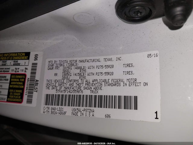 5TFAY5F14GX559076 Toyota Tundra 1794 5.7l V8