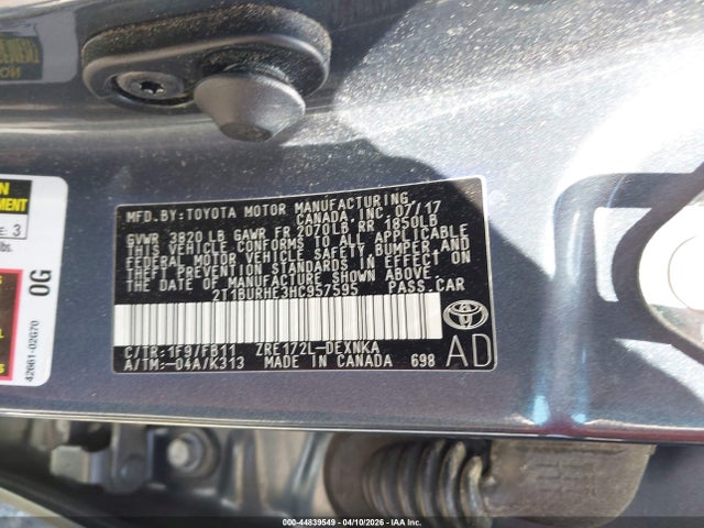 Toyota COROLLA LE 2017 2T1BURHE3HC957595 Image 9