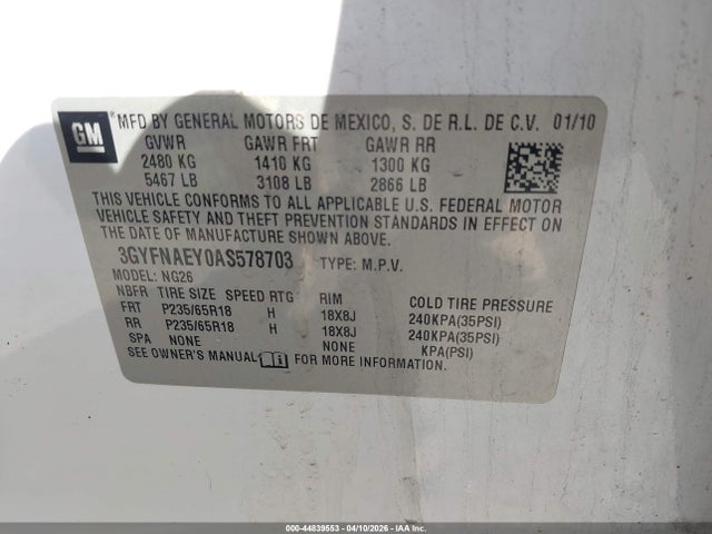 2010 CADILLAC SRX 3GYFNAEY0AS578703 Photo 8