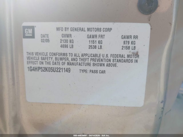 2005 BUICK LESABRE 1G4HP52K05U221149 Photo 8
