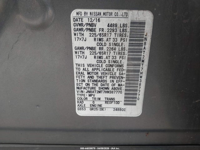 2017 NISSAN ROGUE JN8AT2MT7HW387770 Photo 8