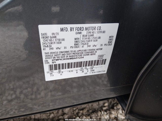 Aukcja sprzedaży 2021 Ford Edge Titanium, vin: 2FMPK3K96MBA51234, numer aukcji: 44839592
