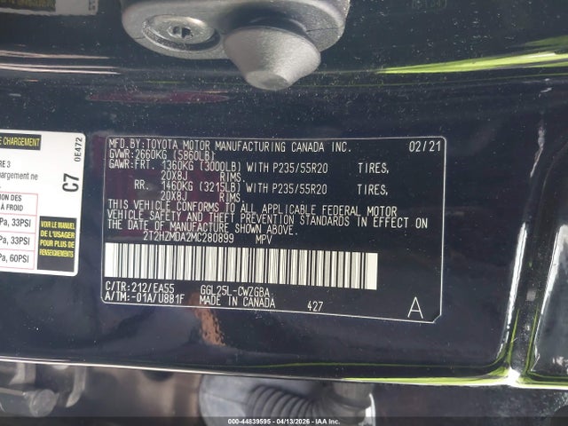 Aukcja sprzedaży 2021 Lexus Rx 350, vin: 2T2HZMDA2MC280899, numer aukcji: 44839595