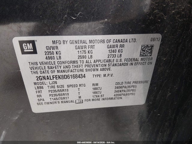 2013 CHEVROLET EQUINOX 2GNALFEK8D6168434 Photo 8