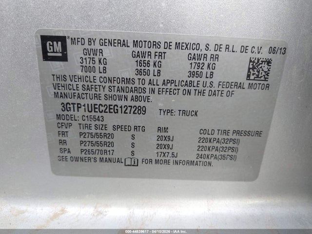 Aukcja sprzedaży 2014 Gmc Sierra 1500 Sle, vin: 3GTP1UEC2EG127289, numer aukcji: 44839617