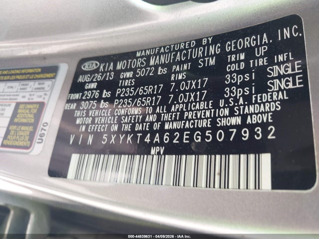 2014 KIA SORENTO 5XYKT4A62EG507932 Photo 8
