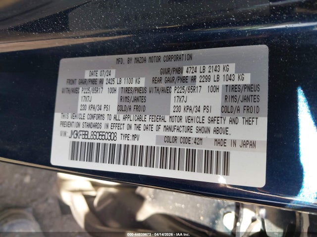Aukcja sprzedaży 2025 Mazda Cx-5 2.5 S Select, vin: JM3KFBBL8S0550308, numer aukcji: 44839673