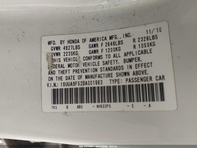2011 ACURA TL 19UUA9F52BA001963 Photo 8