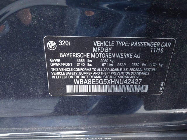 WBA8E5G5XHNU42427 BMW 320i Xdrive
