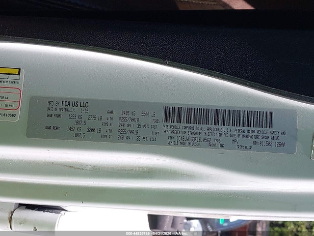 44839769 :رقم المزاد ، 1C4BJWEG3FL610562 vin ، 2015 Jeep Wrangler Unlimited Sahara مزاد بيع
