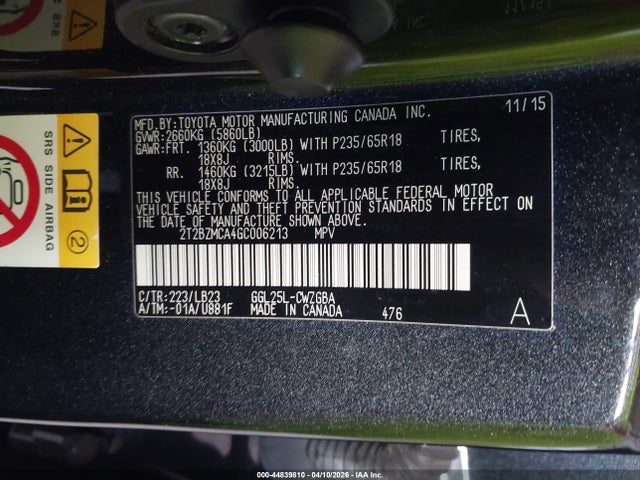Aukcja sprzedaży 2016 Lexus Rx 350, vin: 2T2BZMCA4GC006213, numer aukcji: 44839810