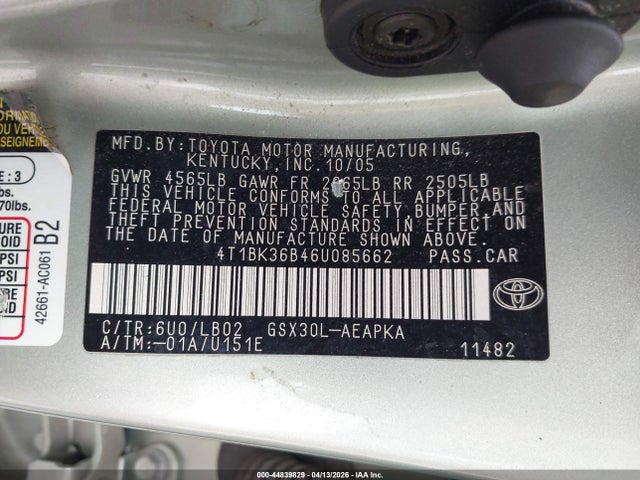 2006 TOYOTA AVALON 4T1BK36B46U085662 Photo 8