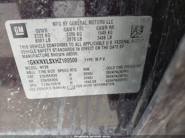 2017 Gmc Acadia Denali მანქანა იყიდება აუქციონზე, vin: 1GKKNXLSXHZ189509, აუქციონის ნომერი: 44839839