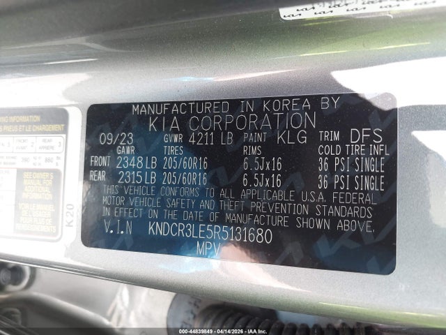 2024 Kia Niro Ex მანქანა იყიდება აუქციონზე, vin: KNDCR3LE5R5131680, აუქციონის ნომერი: 44839849