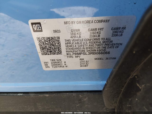 44839866 :رقم المزاد ، KL79MPSL3RB066066 vin ، 2024 Chevrolet Trailblazer Fwd Lt مزاد بيع